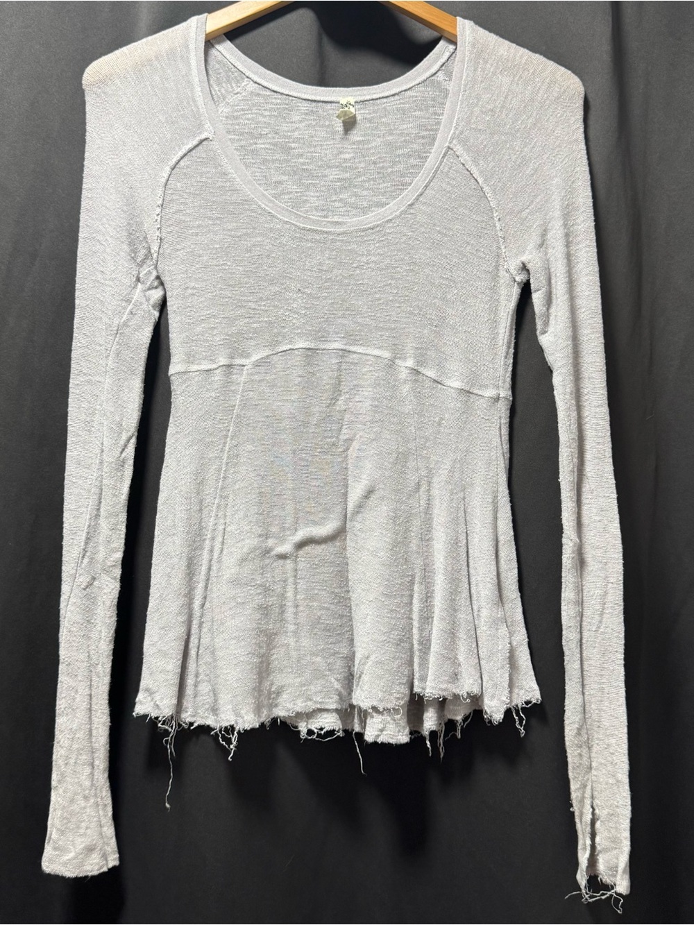 Free People Light Gray Long-Sleeve Peplum Tee